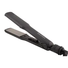SALONIA サロニア ストレートヘアアイロン 35mm ブラック SL-004S マイナスイオン 専用耐熱ポーチ付き[宅急便]