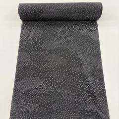 反物 秀品 小紋 小花 花唐草 墨色 正絹 【中古】