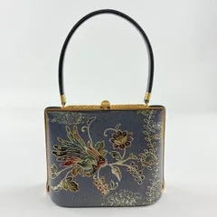 【美品】 和装バッグ 優品 フォーマル 花鳥 金彩 灰緑 和装小物  【中古】