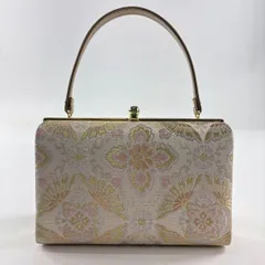 【美品】 和装バッグ 優品 フォーマル 華文 菱 金銀糸 金色 和装小物  【中古】
