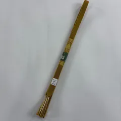 【美品】 帯締め 優品 フォーマル 幾何学模様 金糸 山吹茶色 正絹 和装小物  【中古】