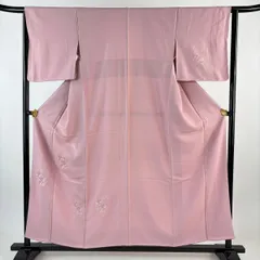 付下げ 身丈156.5cm 裄丈64.5cm M 袷 牡丹 麻の葉 刺繍 薄紫 正絹 優品 【中古】