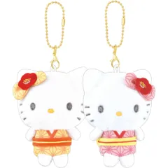 ☆ 和風ハローキティ＆ミミィ ☆ ニコぬいキーホルダー キャラクター ニコぬいキーホルダー キャラクター かわいい 可愛い マスコット おしゃれ グッズ 通学 ギフト 贈り物 雑貨 ストラップ 子供 こども 子ども 小学生 ぬいぐるみ 中学生 キッズ