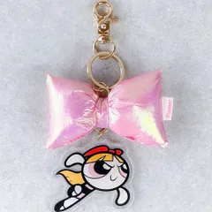 ☆ ピンク/ブロッサム ☆ The Powerpuff Girls×Flapper リボンチャーム パワーパフガールズ キーホルダー F258121 THE POWERPUFF GIRLS パワパフガールズ バッグチャーム キーチャーム キーリング キラキラ