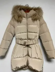 BENETTON ベネトン ファー フード ダウンジャケット ロング丈 s