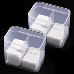 綿棒&コットンケース 2個セット 小物入れ 蓋付き 防汚対策 中身が見える 仕切り 化粧品 