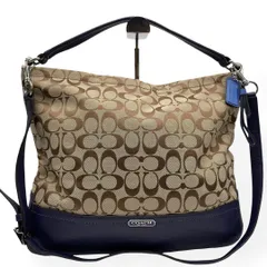 極美品　COACH　2WAY ハンドバッグ　ショルダーバッグ　ベージュ　ネイビー
