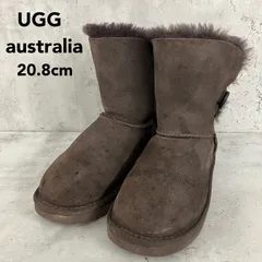UGG アグ ムートンブーツ ベイリーボタン 5991 ダークブラウン 茶色 キッズ 20cm 33 ジュニア 子供用 羊革 シープスキン ボア ★ ◆■