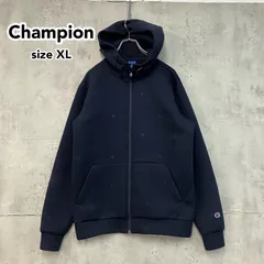 Champion チャンピオン 総柄 ロゴ モノグラム ジップアップ パーカー XL ネイビー 紺 C3-LS104 ストレッチ 速乾 ジャージ テック系 スポーツウェア トレーニング ビッグシルエット ★ ◇■