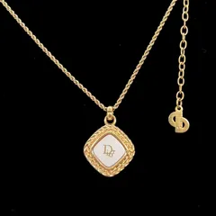 美品★ Christian Dior クリスチャン ディオール  ネックレス ゴールド ロゴ ホワイト トロッター