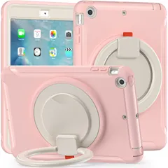 新品 iPad Mini3/2/1 ケース リング付き 衝撃吸収 軽い 頑丈 360°回転スタンド 多方向 ハンドル付 ミニ3 ミニ2 カバー 落下防止 キズ防止 キッズ iPad Mini 第3世代 第2世代 第1世代 ケース ピンク