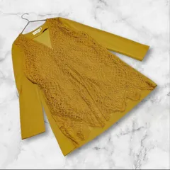 美品❤【クリスチャンオジャール】（7）カーディガン レース マスタード色