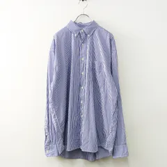 美品 ポロラルフローレン Polo Ralph Lauren THE BIG SHIRT ポニー刺繍 ストライプボタンダウンシャツ M＼ブルー メンズ【2400014741148】