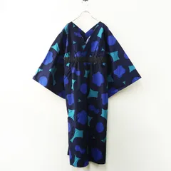 美品 ソウソウ SOU SOU 京都 行 一つ身 可憐 かれん S 紺色┃和服 総柄 花柄 ワンピース【2400014733532】のサムネイル