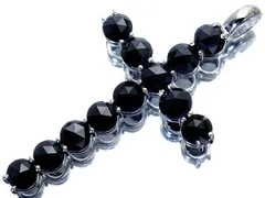 【ジュエリー極】超豪華クロスデザイン！極上天然ブラックダイヤモンド7.50ct 超高級K18WGペンダントヘッド h8099rl【送料無料】