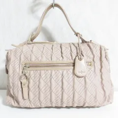 良品 COLE HAAN コールハーン キルティングレザーハンドバッグ ピンクベージュ レディース 古着 中古 USED