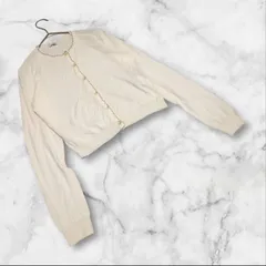 【ナチュラルビューティーベーシック】（M）ニットカーディガン ショート丈 ビーズ