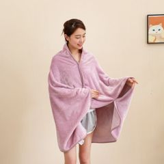 ☆ パープル ☆ ブランケット 3way 多機能 膝掛け 毛布 ブランケット 3way ひざかけ 膝掛け ひざ掛け 膝掛け毛布 ポンチョ 肩掛け 洗える 暖かい フランネル 冬 防寒 会社 大判 中厚手 オフィス 昼寝 大判ブランケット あったか
