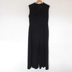 美品 UNITED ARROWS ユナイテッドアローズ Vネックオールインワン ストレッチ ノースリーブ フレア サロペット 36 ブラック レディース 古着 中古 USED