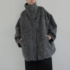 シャギースタンドカラーコート　チャコール　新品　hellam   ヘラム　アウター　レディース