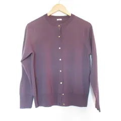 美品 IENA イエナ クルーネック カーディガン 半袖 プルオーバー アンサンブル ニット セット パープル レディース 古着 中古 USED