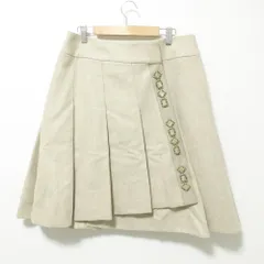 良品 YUKI TORII ユキトリイ 膝丈 ビジューラップスカート 巻きスカート 大きいサイズ 40 ベージュ レディース 古着 中古 USED