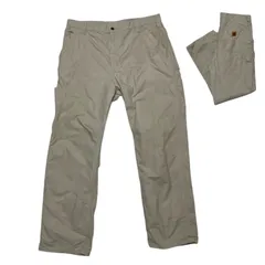 カーハート ロゴ ベージュ ワークパンツ ペインターパンツ ワークウェア ルーズオリジナルフィット キャンバスユーティリティワークパンツ B151 メンズ 古着 パンツ