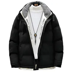 [foveitaa] 冬服 メンズ 防寒 コート 中綿 ジャケット 厚手 防風 防寒 シンプルデザイン 暖かい アウター black M