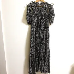 美品 22SS SNIDEL スナイデル バルーンスリーブ フリル ドレスワンピース SWF0221151 サイズ0 ブラック レディース 古着 中古 USED