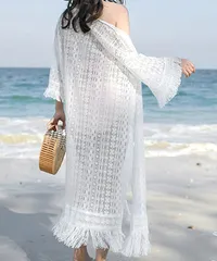 クロシェ編みロングカーディガン ゆったり