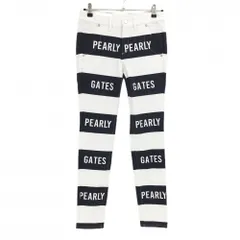 【美品】パーリーゲイツ パンツ 白×ネイビー ボーダー ロゴ ストレッチ レディース 0(S) ゴルフウェア PEARLY GATES