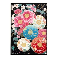 【B4サイズ（約25x36cm）】【lm-poster-3104】【フレーム付き】和柄 千代紙 和風 ジャパン 日本 レトロ 古典 古い ビンテージ ポスター イラスト