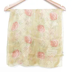 美品 Burberrys バーバリーズ チェック フラワー シルクスカーフ ベージュ レディース 古着 中古 USED