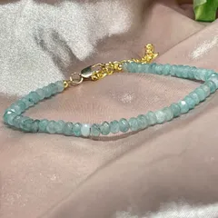 天然石　アクアマリン　ブレスレット　華奢