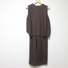 美品 UNITED ARROWS ユナイテッドアローズ UBCS TA/P ノースリーブ ブラウス ワイドパンツ セットアップ 36 ブラウン レディース 古着 中古 USED