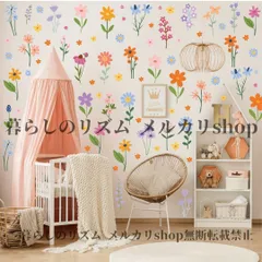 ウォールステッカー 2Dフラット 8シート 102ピース 自己粘着式 取り外し可能 壁デカール 春のチューリップ デイジ フラワーロール 子供部屋 女の子部屋 マルチカラー パステルピンク イエロー ブルー グリーン パープル オレンジ ホワイト レッド