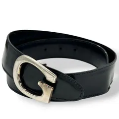 グッチ ベルト 黒 ブラック Gロゴバックル PX-3 レザー 本革 シルバー金具 高級 ブランド メンズ GUCCI