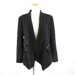 ザラ ベーシック ZARA BASIC ノーカラージャケット 長袖 黒 M *A954