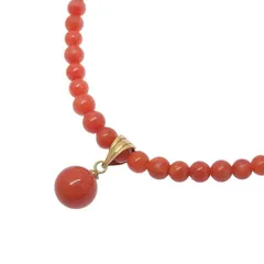 デザイン カラーストーン ネックレス K18YG 750 イエローゴールド 色石 サンゴ 42cm 首飾り アクセサリー レディース 送料無料 240101822696 ★