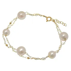 デザイン パール ブレスレット K18YG 750 イエローゴールド パール 真珠 15cm アジャスター付 腕輪 アクセサリー レディース 送料無料 241001028107 ★