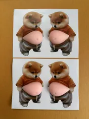 【2枚セット（合計4匹）】おなかぷにぷにシール 3Dステッカー マシュマロ・もちもち・ぷくぷく 犬モチーフ デコシール スマホケース・シール帳・ノートPC用