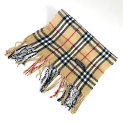 t2121 バーバリー マフラー ノバチェック　ウール100% イングランド製 男女兼用 ユニセックス フリンジ ベージュ