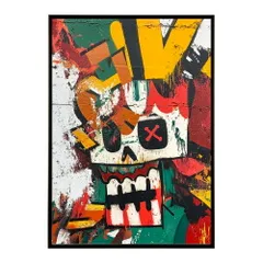 【A3サイズ（約30×42cm）】【lm-poster-3353】【フレーム付き】パンキッシュ ドクロ スカル 骨 ボーン がいこつ 骸 むくろ 派手 ポスター イラスト