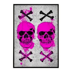 【A4サイズ（約21x30cm）】【lm-poster-3355】【フレーム付き】パンキッシュ ドクロ スカル 骨 ボーン がいこつ 骸 むくろ 派手 ポスター イラスト
