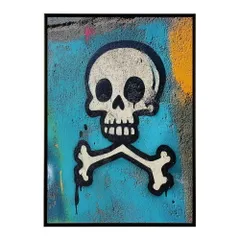 【A4サイズ（約21x30cm）】【lm-poster-3357】【フレーム付き】パンキッシュ ドクロ スカル 骨 ボーン がいこつ 骸 むくろ 派手 ポスター イラスト