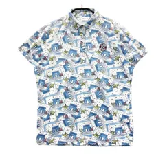 サイズ：L AND PER SE アンパスィ AFS9690X6 半袖ポロシャツ 総柄 ブルー系 [240101557297] ゴルフウェア レディース ストスト