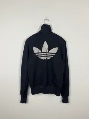 アディダス ファイヤーバード 黒 濃灰 バックロゴ トラックジャケット ジャージ L <481>