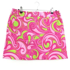 【超美品】ラウドマウス スカート ピンク×グリーン マーブル柄 ロゴ刺しゅう レディース US-12 ゴルフウェア 大きいサイズ LOUDMOUTH