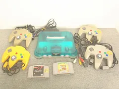 任天堂 NINTENDO64 クリアブルー コントローラ4台 カセット2本 セット