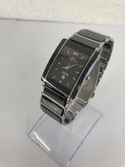 ％ ２ 不動品 TECHNOS テクノス 腕時計 セラミック ステンレススチール ブラック シルバークォーツ 【時計】【1】